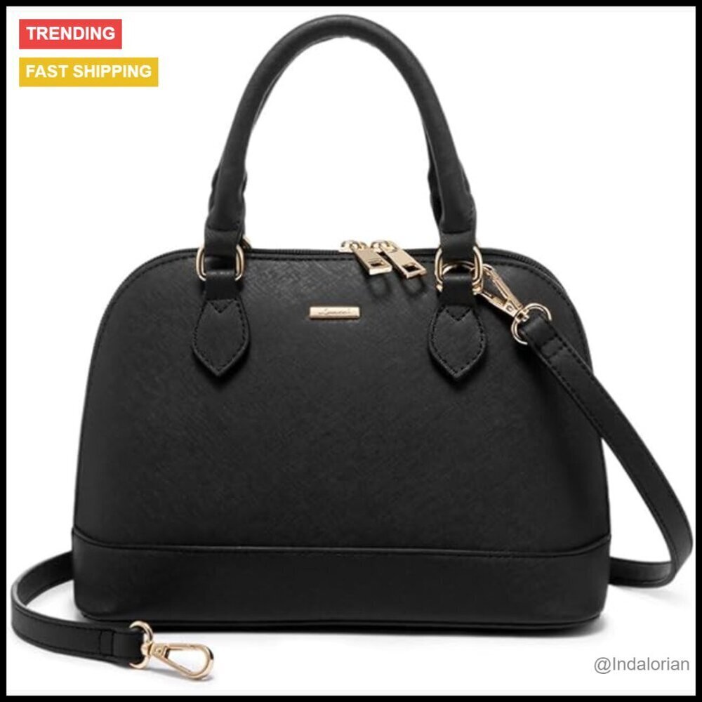 Classic Faux Leather Satchel Crossbody Bag Adjustable Strap Elegant Minimal